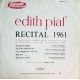 EDITH PIAF RECITAL 1961 LP.